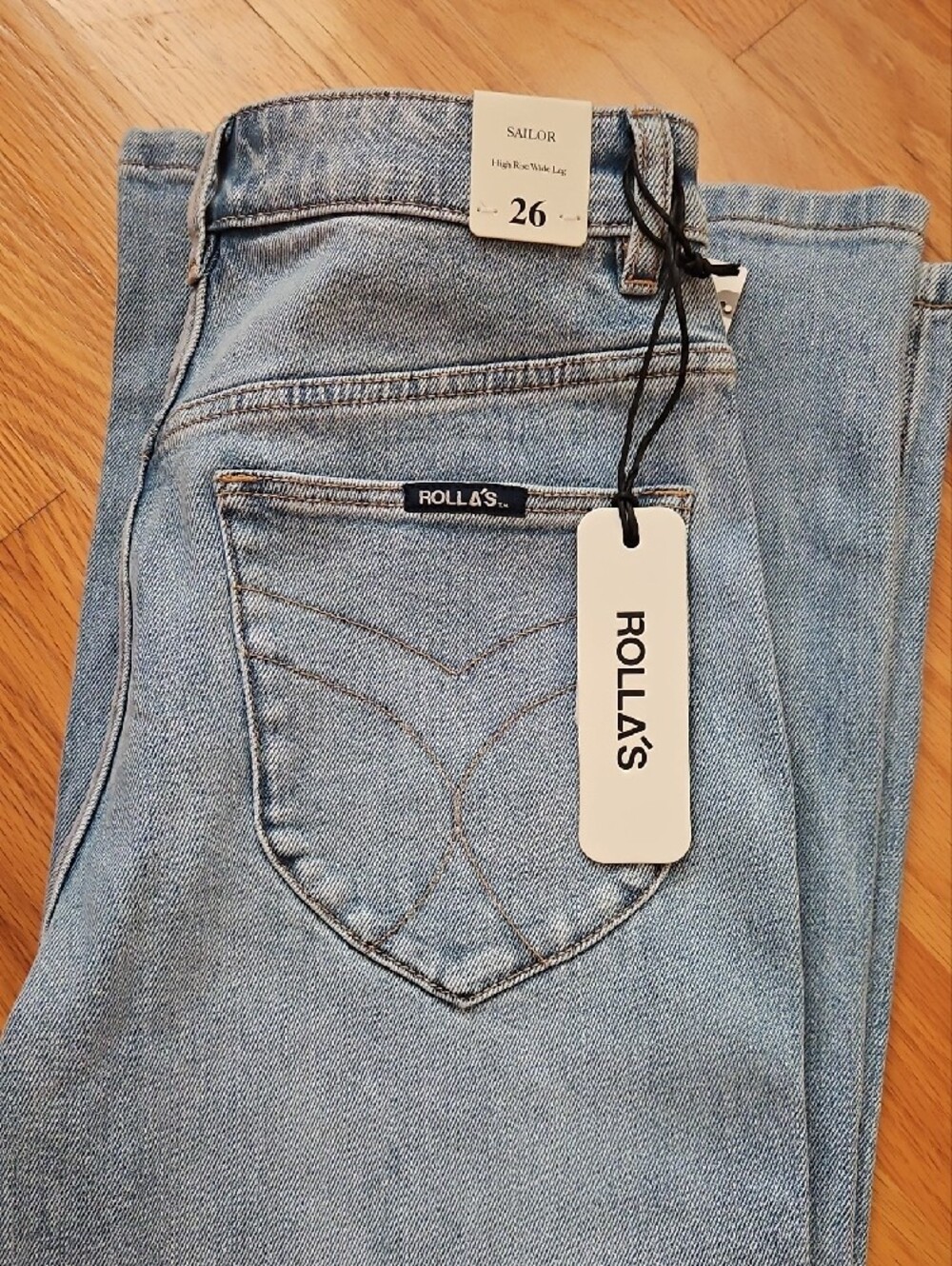 ROLLA'S Light Blue Wide Leg Jeans with Front Patch Pockets - Picture 4 of 4